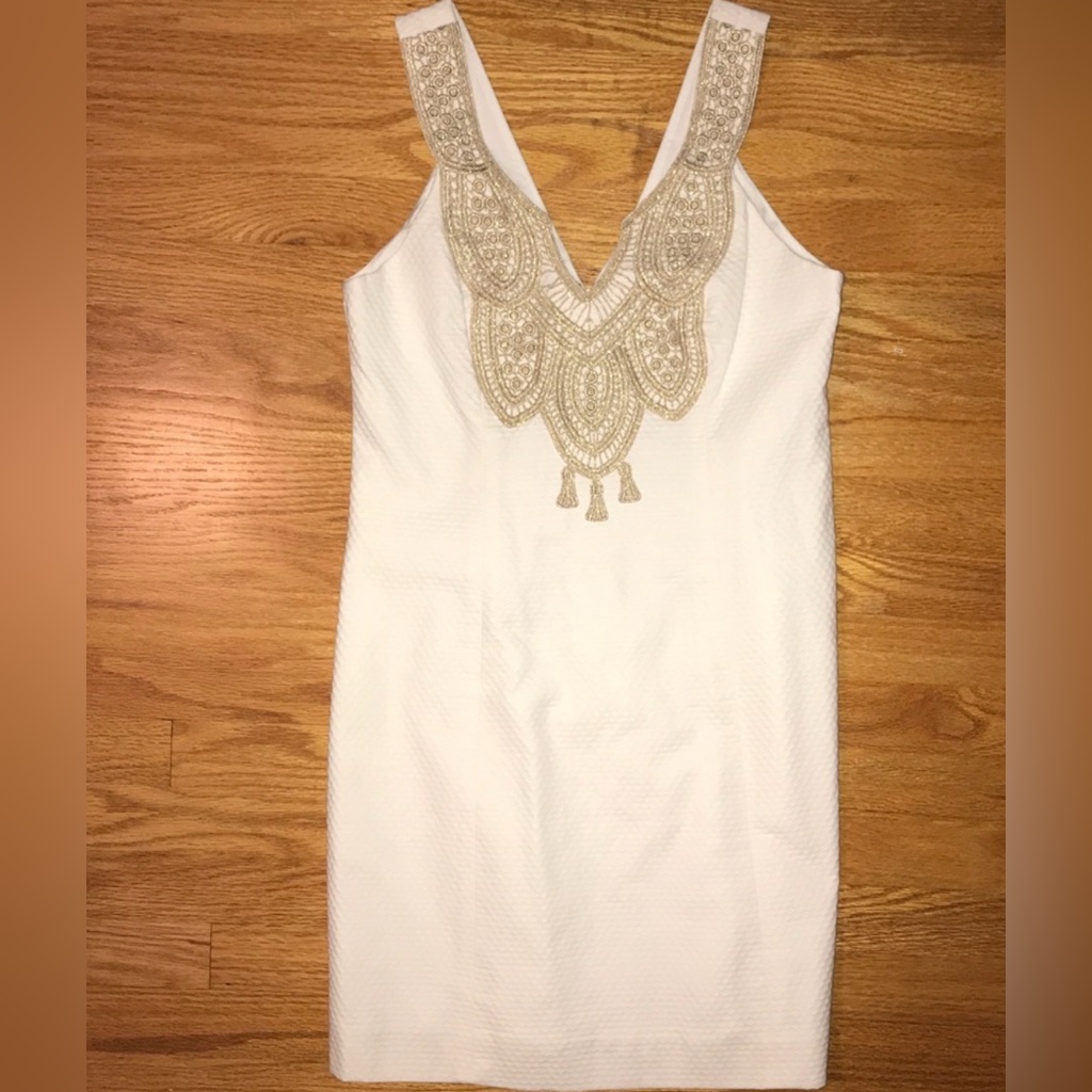 Lilly Pulitzer Shift Gold Embellished Dress Nwot